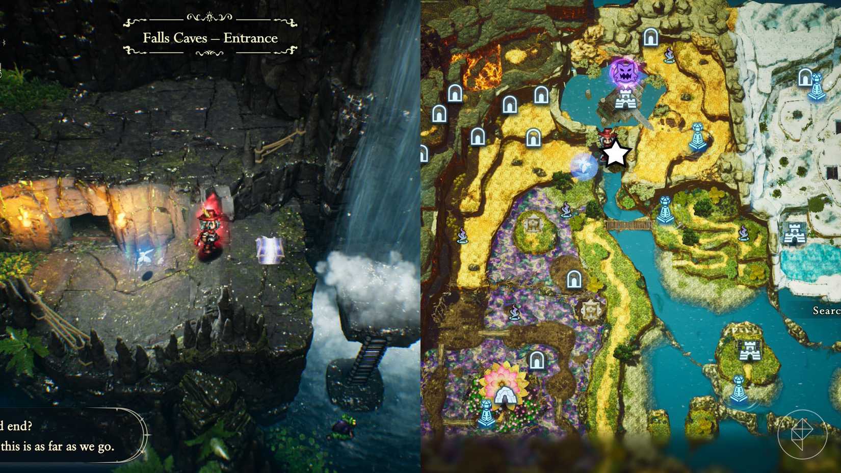 A montage of two The Adventures of Elliot screenshots showing the location of a shard of life in the Age of Safekeeping 
