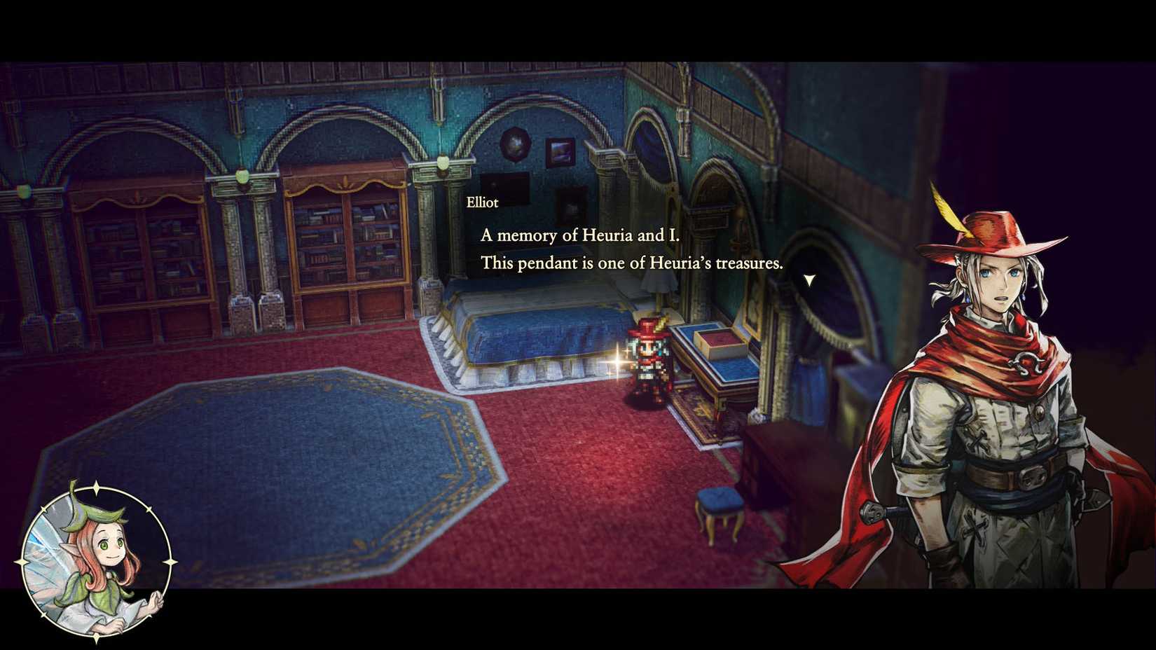 A The Adventures of Elliot screenshot showing Elliot in a bedroom inside the castle in the Kingdom of Huther