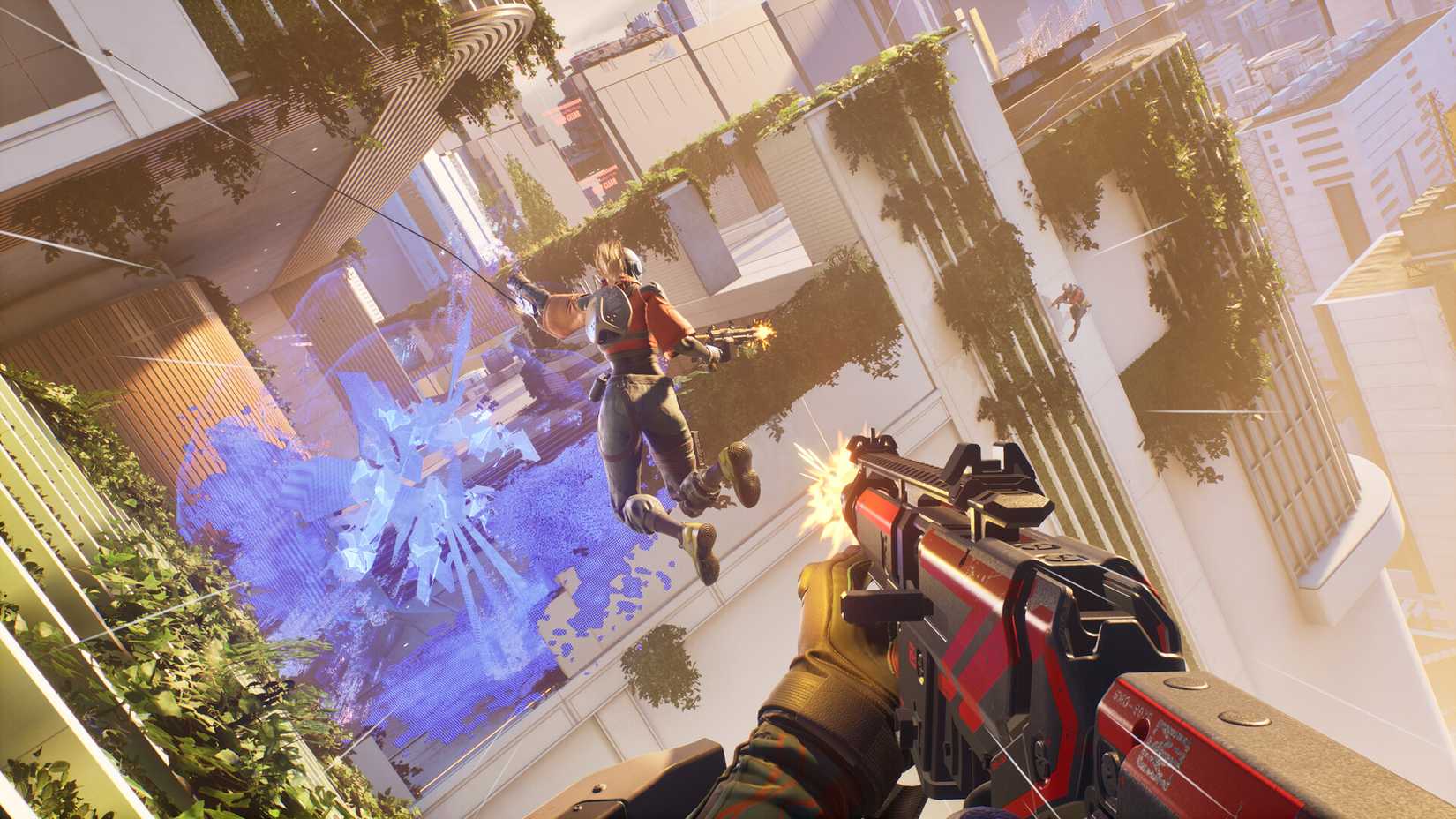 A player shoots another who is grappling in Empulse.