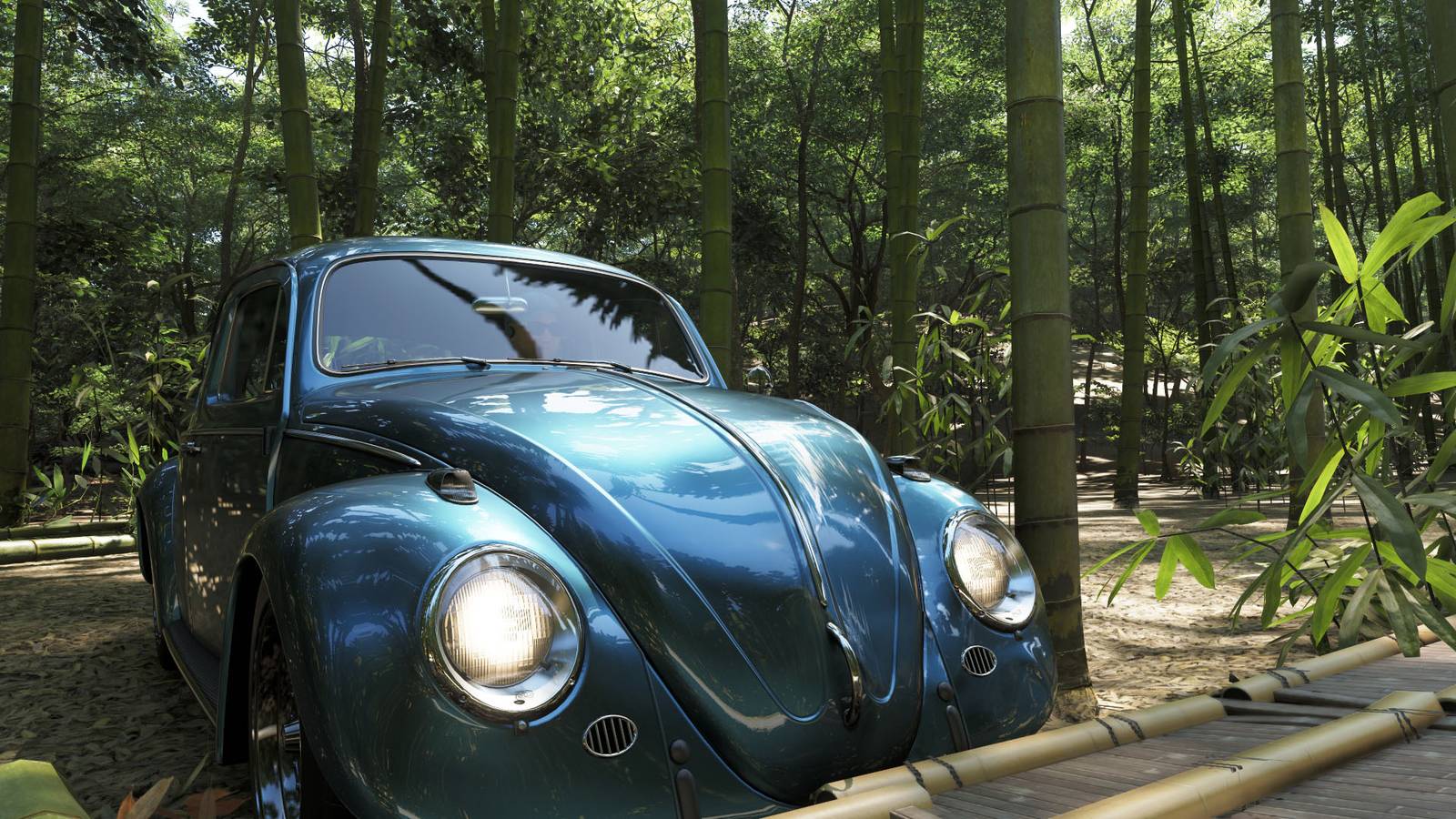 Una captura de pantalla de Forza Horizon 6 que muestra un escarabajo en el bosque de bambú