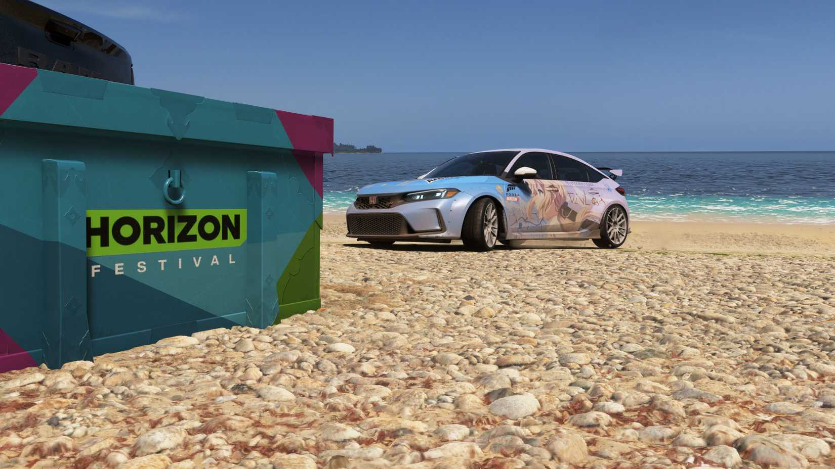 A Forza Horizon 6 screenshot showing the Horizon treasure box and a civic