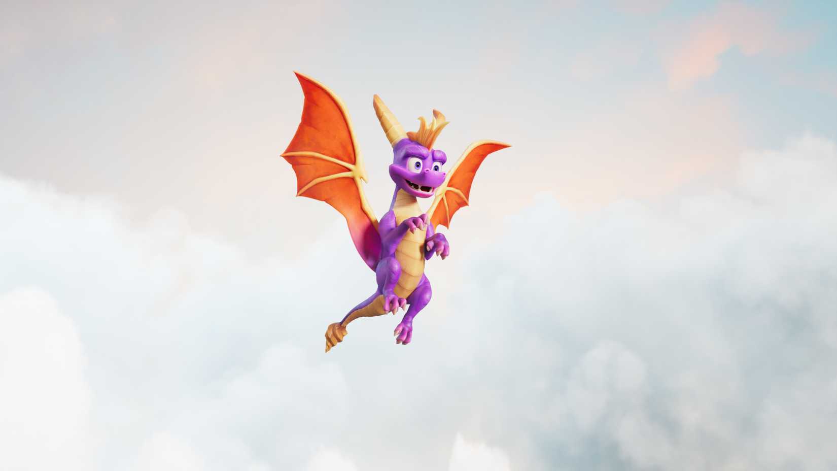 Spyro the Dragon flies above the clouds in a screenshot from Spyro: A Realm Beyond