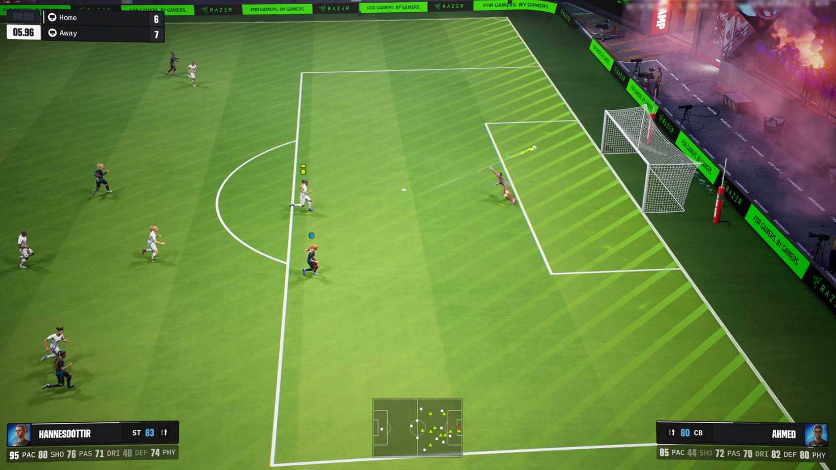 The goalkeeper in Goals diving to save a shot.