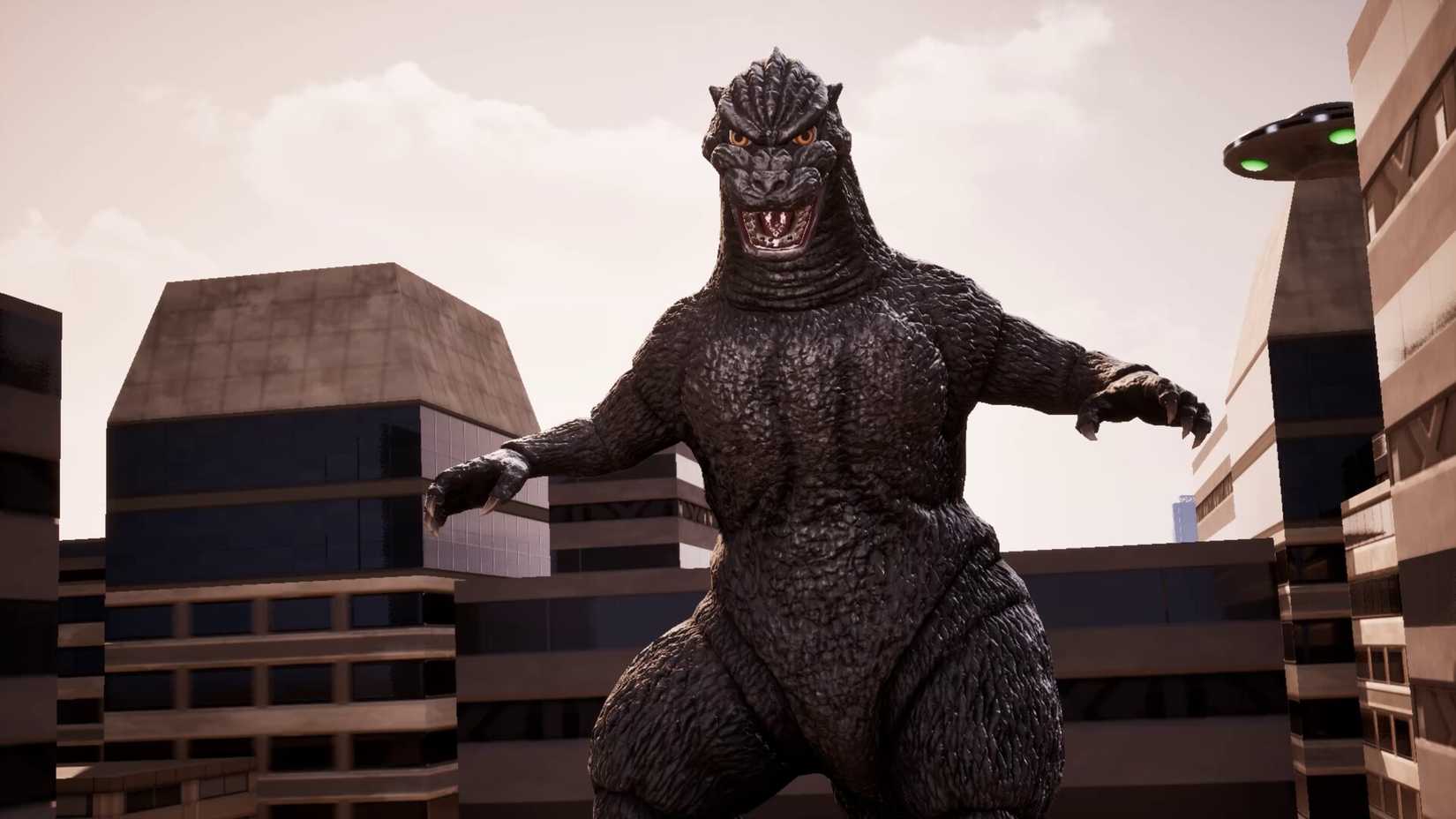 Godzilla stands tall in Godzilla: Destroy All Monsters Melee.