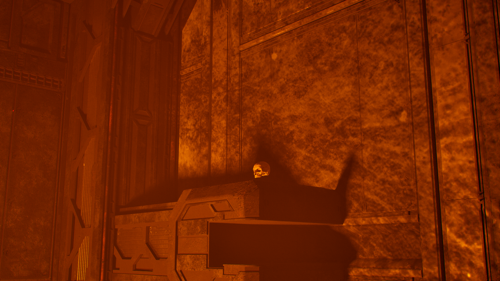 A skull lingers on a ledge in Halo Campaign Evolved