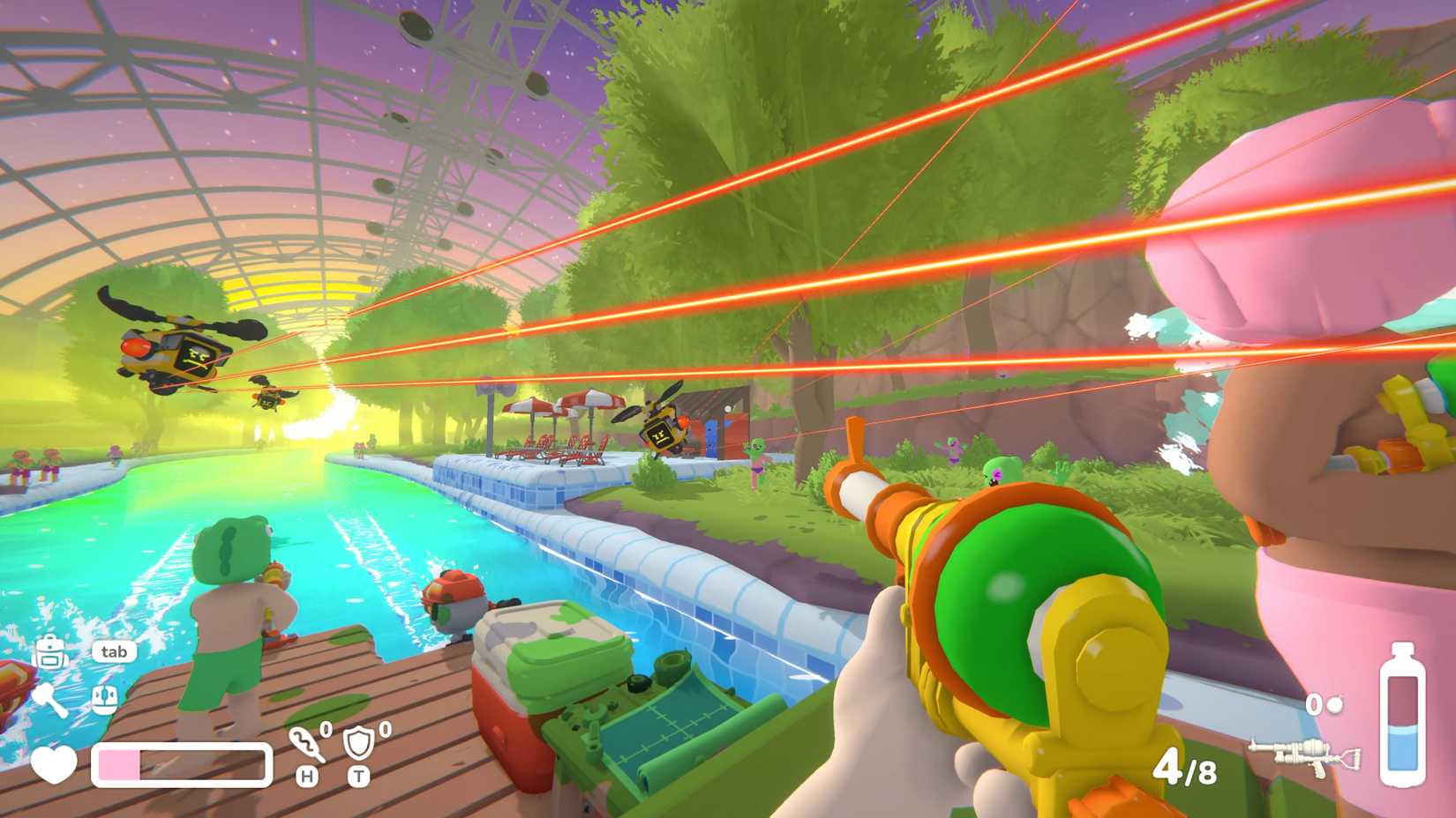 Shooting at Zombies and robots in Lazy River