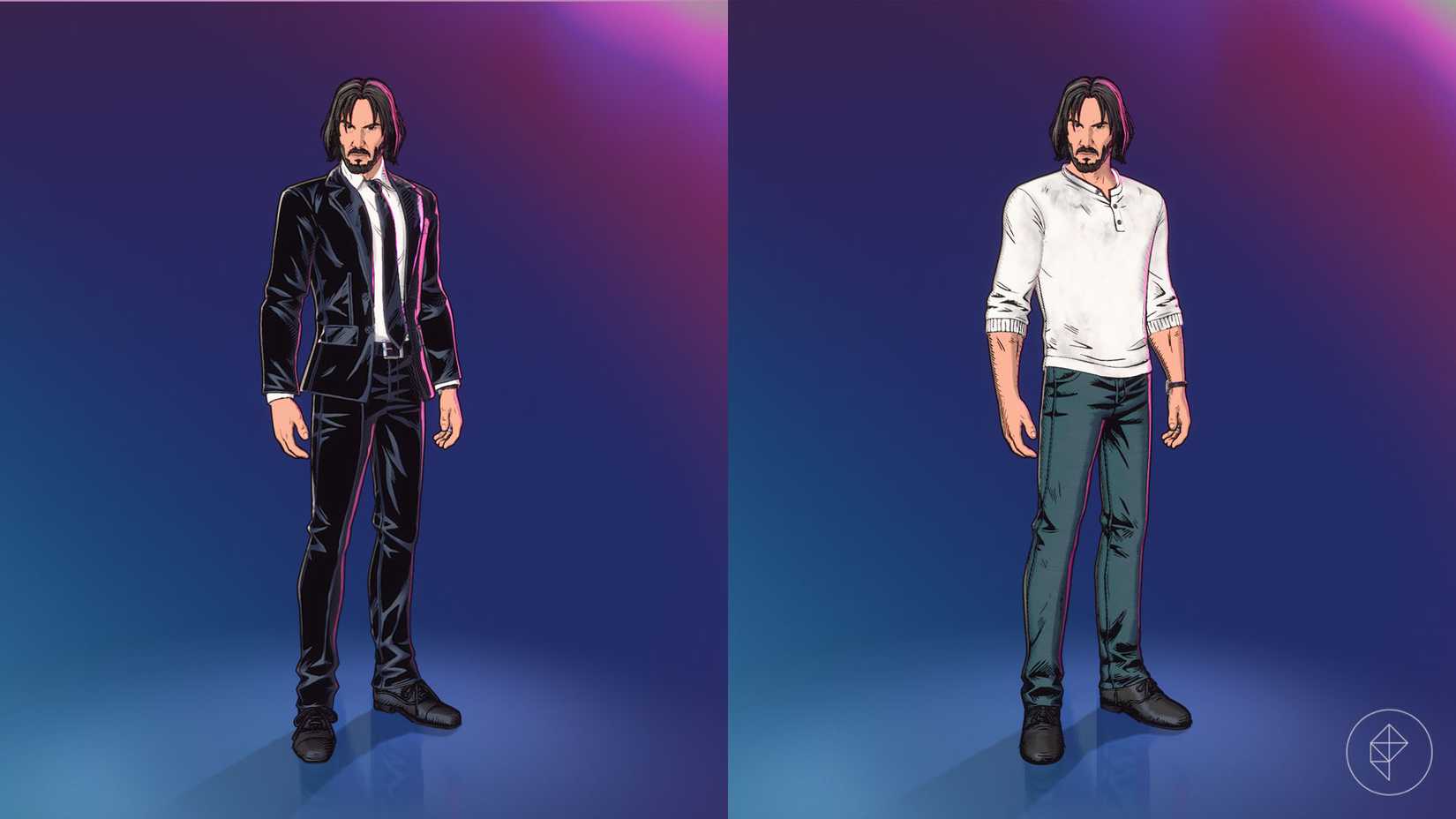 The John Wick (Pen & Ink) skin in Fortnite, which features John Wick from the iconic action movie in a cel-shaded style.