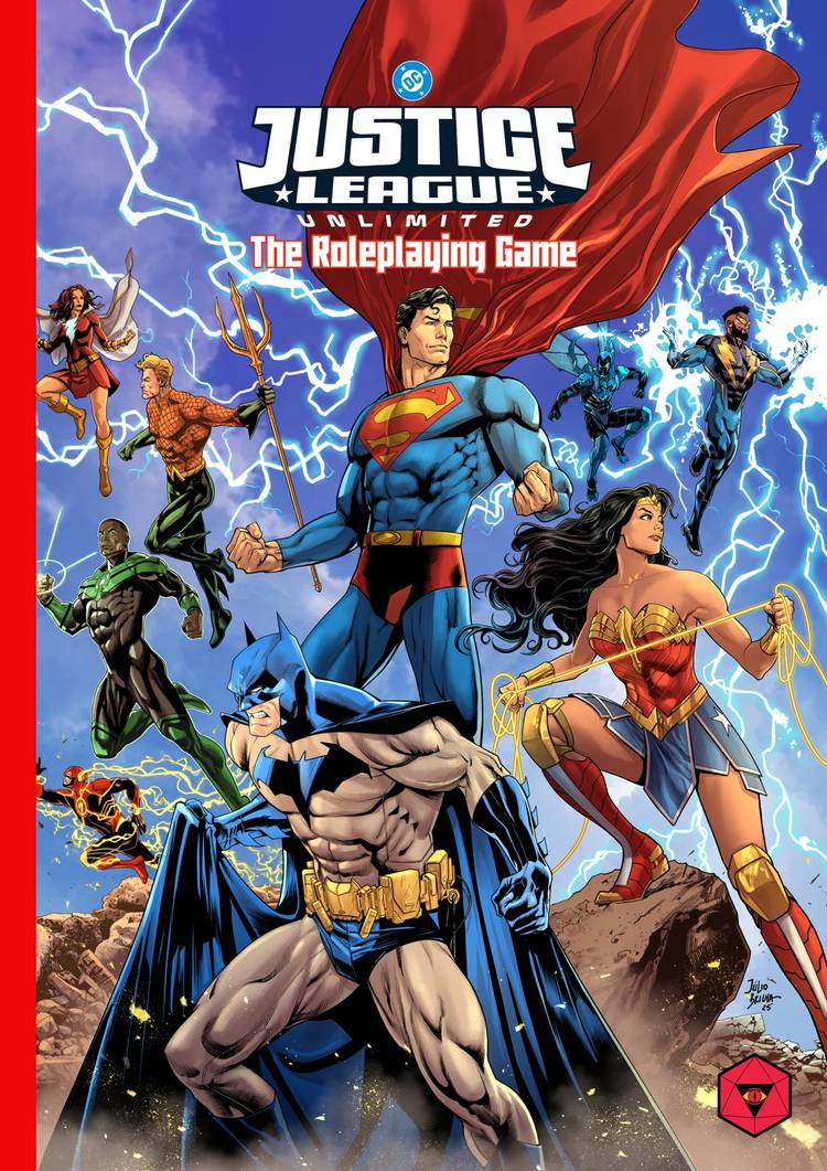  The Roleplaying Game shows superheroes posing including Superman, Batman, Wonder Woman, Green Lantern and The Flash.