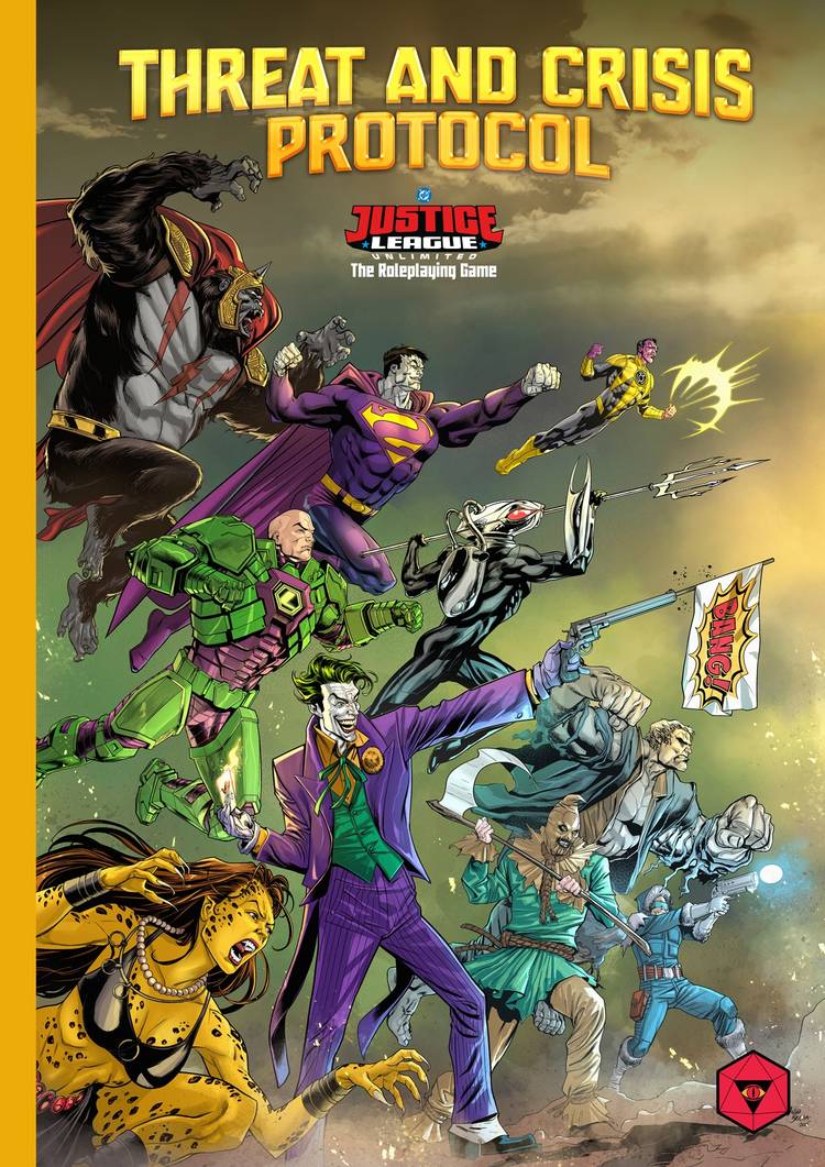  The Roleplaying Game Threat and Crisis Protocol shows a group of supervillains ready to attack including Lex Luthor, Sinestro, The Joker, Cheetah, Scarecrow and Black Manta.