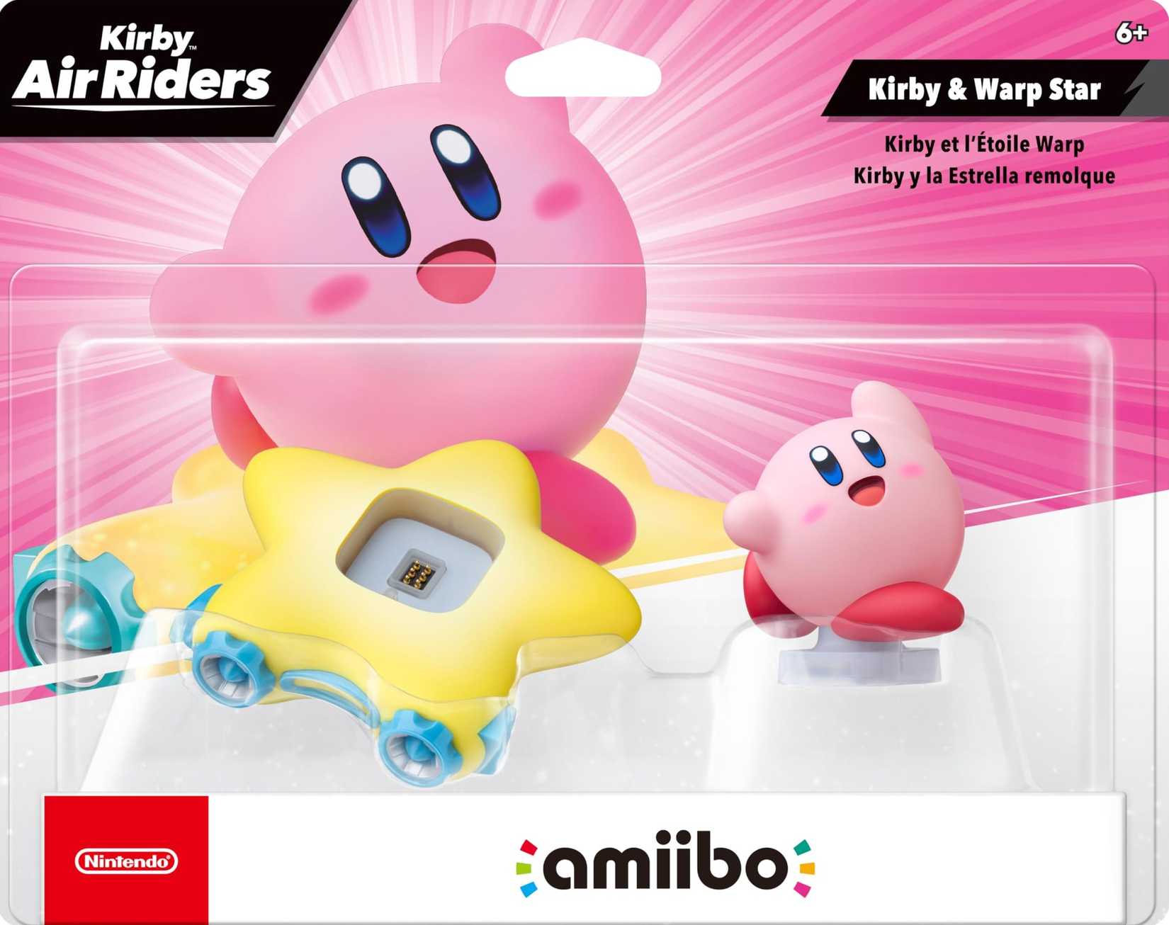 A picture of a Kirby and Warp Star Amiibo in its packaging