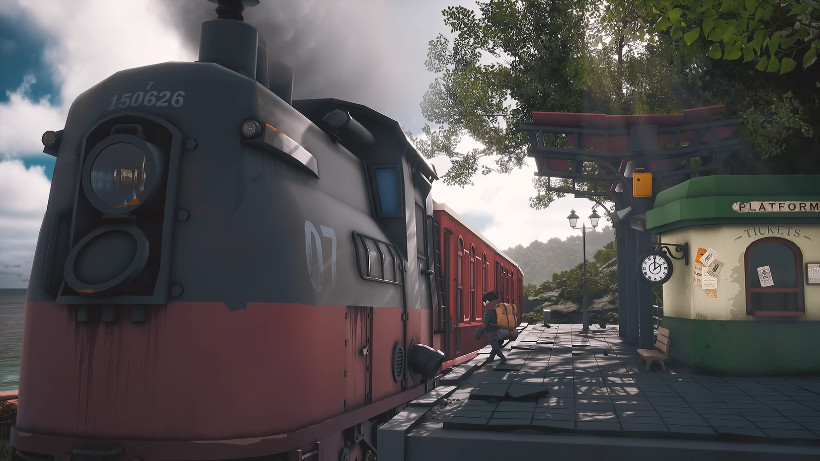 Little Devil Inside trailer screenshot showing the main character board a train