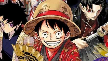 Luffy, Ichi, and Chihiro on Shonen Jump cover