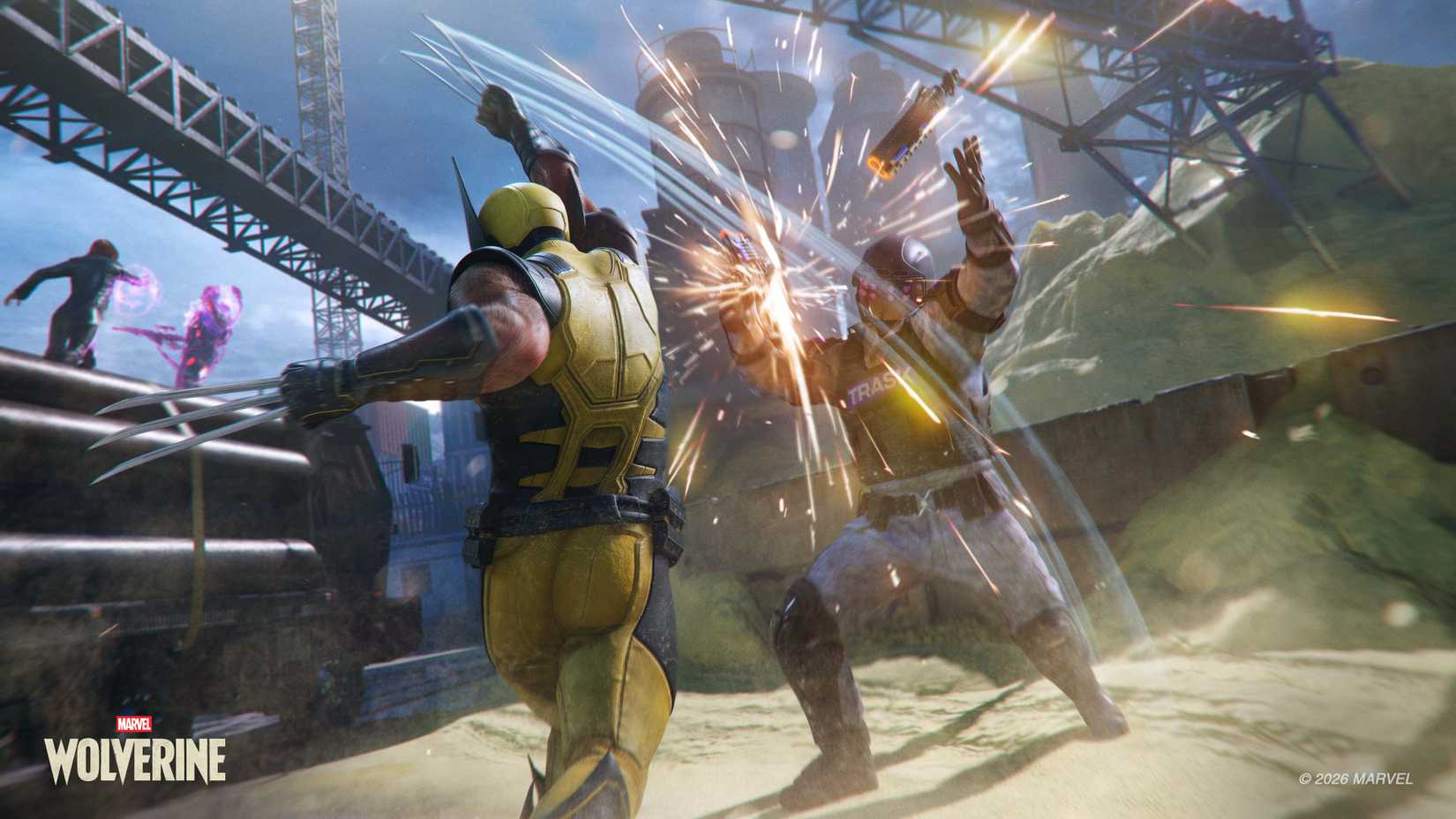 Marvel's Wolverine Wolverine attacking a soldier working for Bolivar Trask
