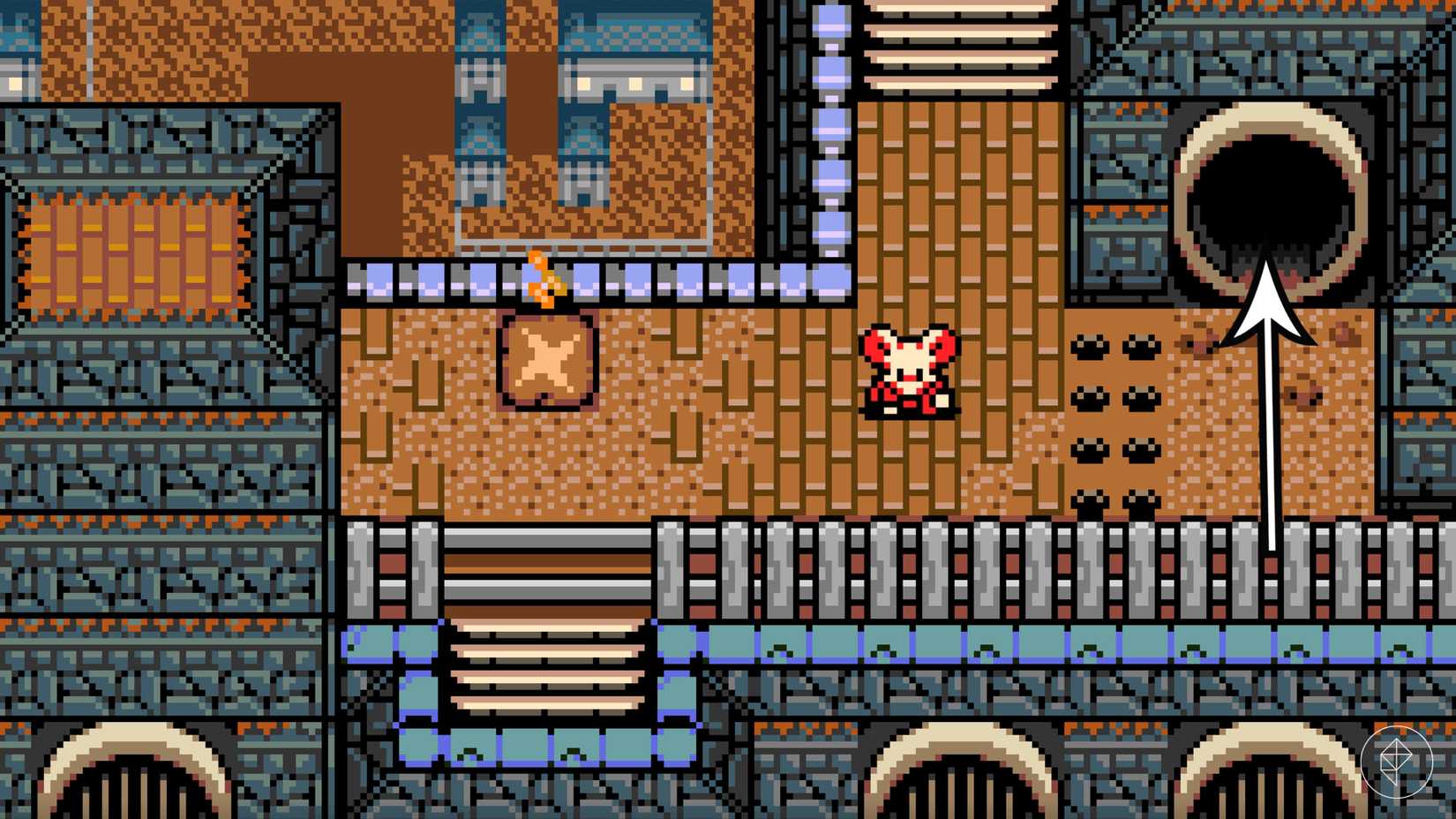 An arrow points to Luxy's location in Mina the Hollower.