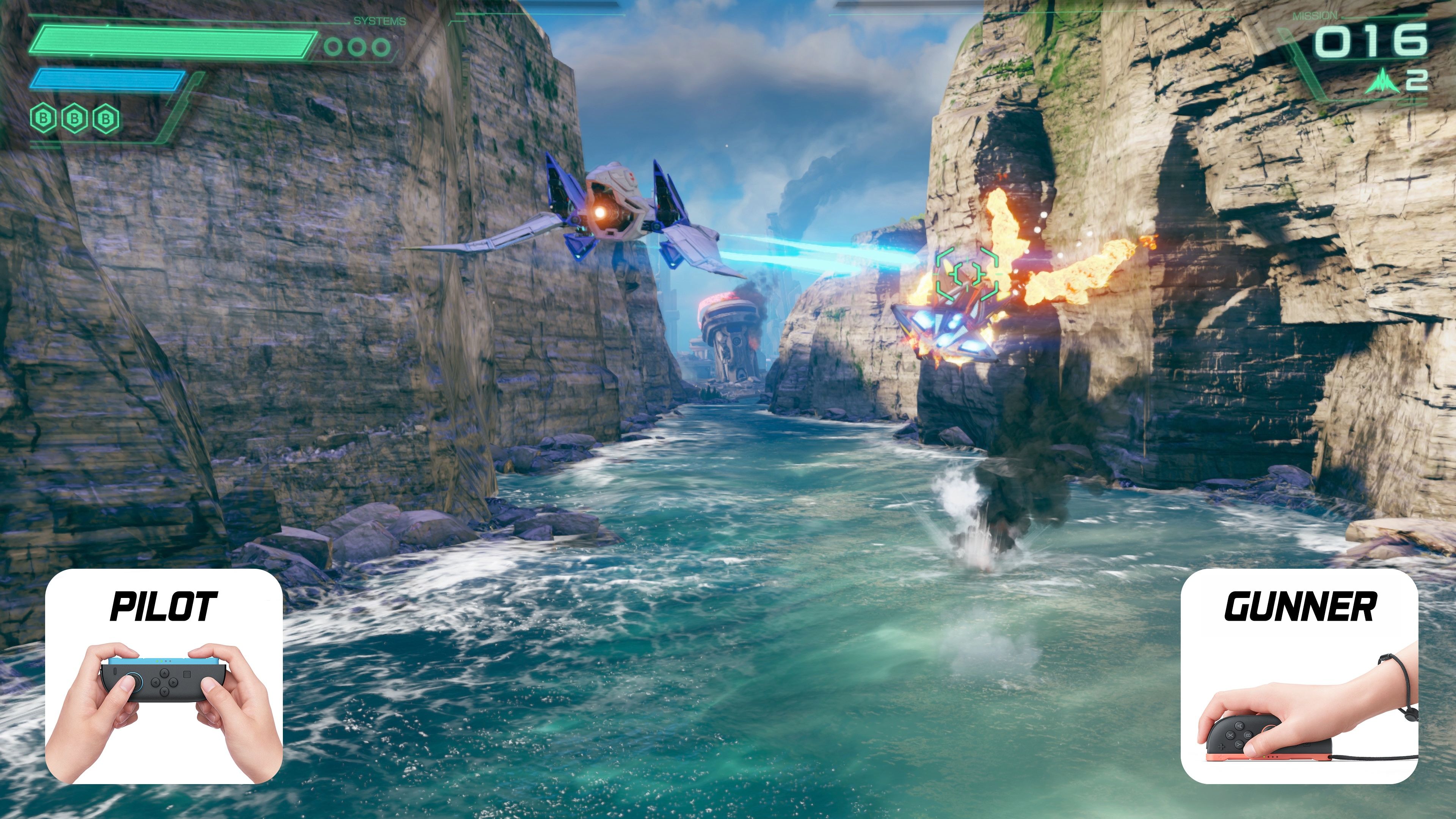 Cooperative action in Star Fox for Nintendo Switch 2.