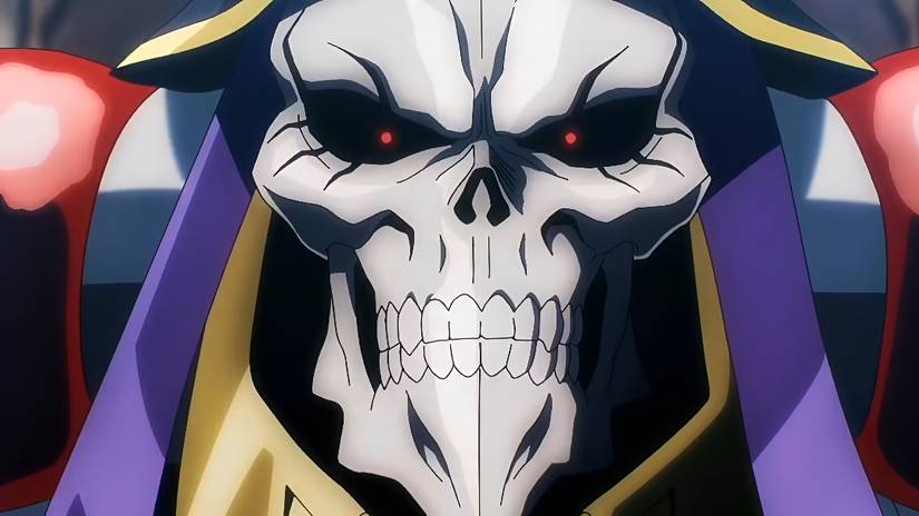 The closeup of a skeletal being with hollow, dark eyes in Overlord