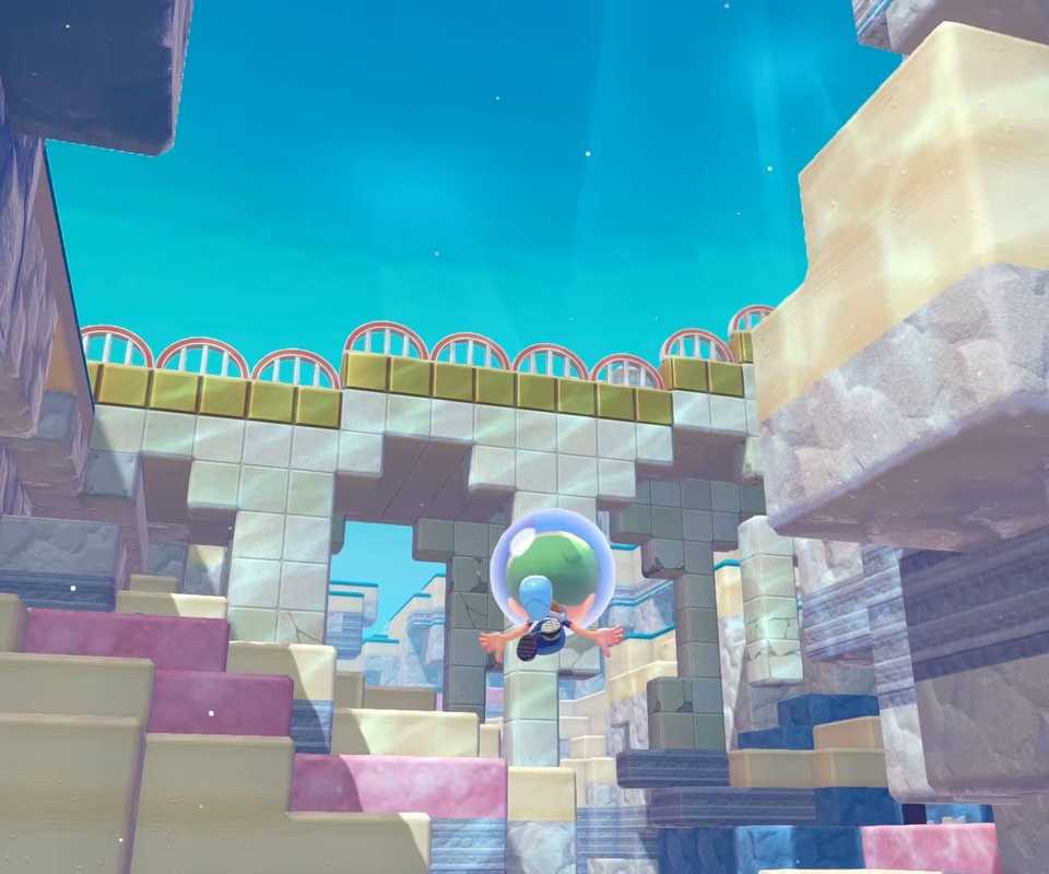 Ditto swimming underwater in Pokemon Pokopia.