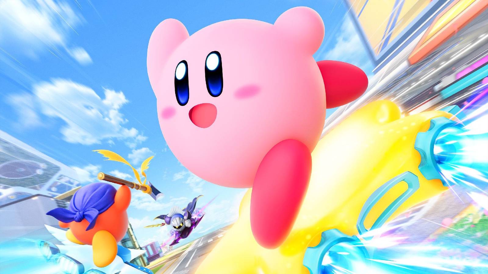 Kirby on a Warp Star in Kirby Air Riders