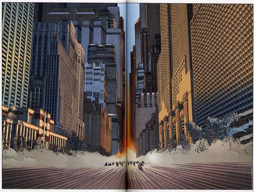 The iconic, double-paged ending of Akira, which denotes hope