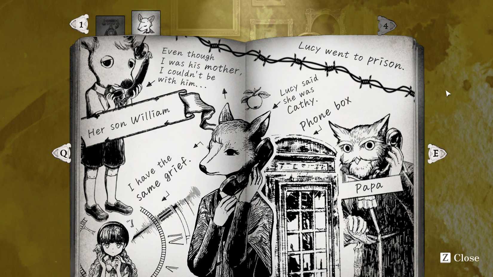 A Schrödinger's Call screenshot showing Mary's notebook