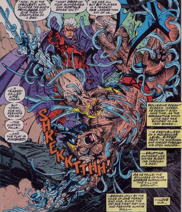 Comic panel of the Adamantium extraction