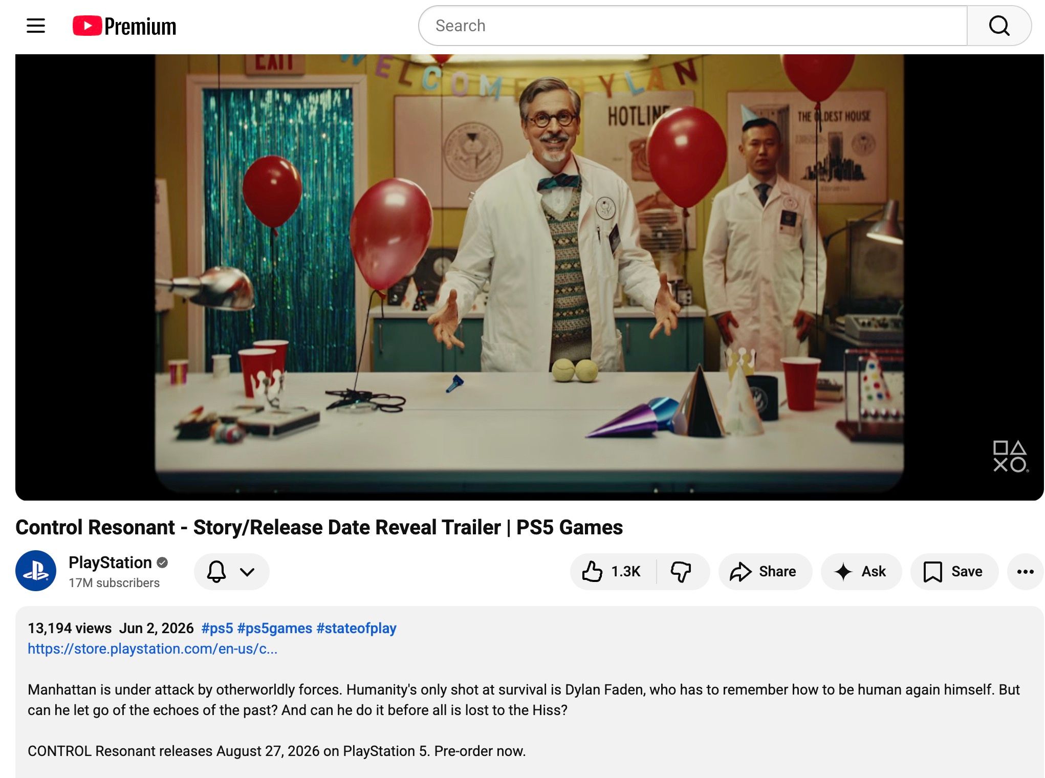 Conflicting YouTube description for Control Resonant