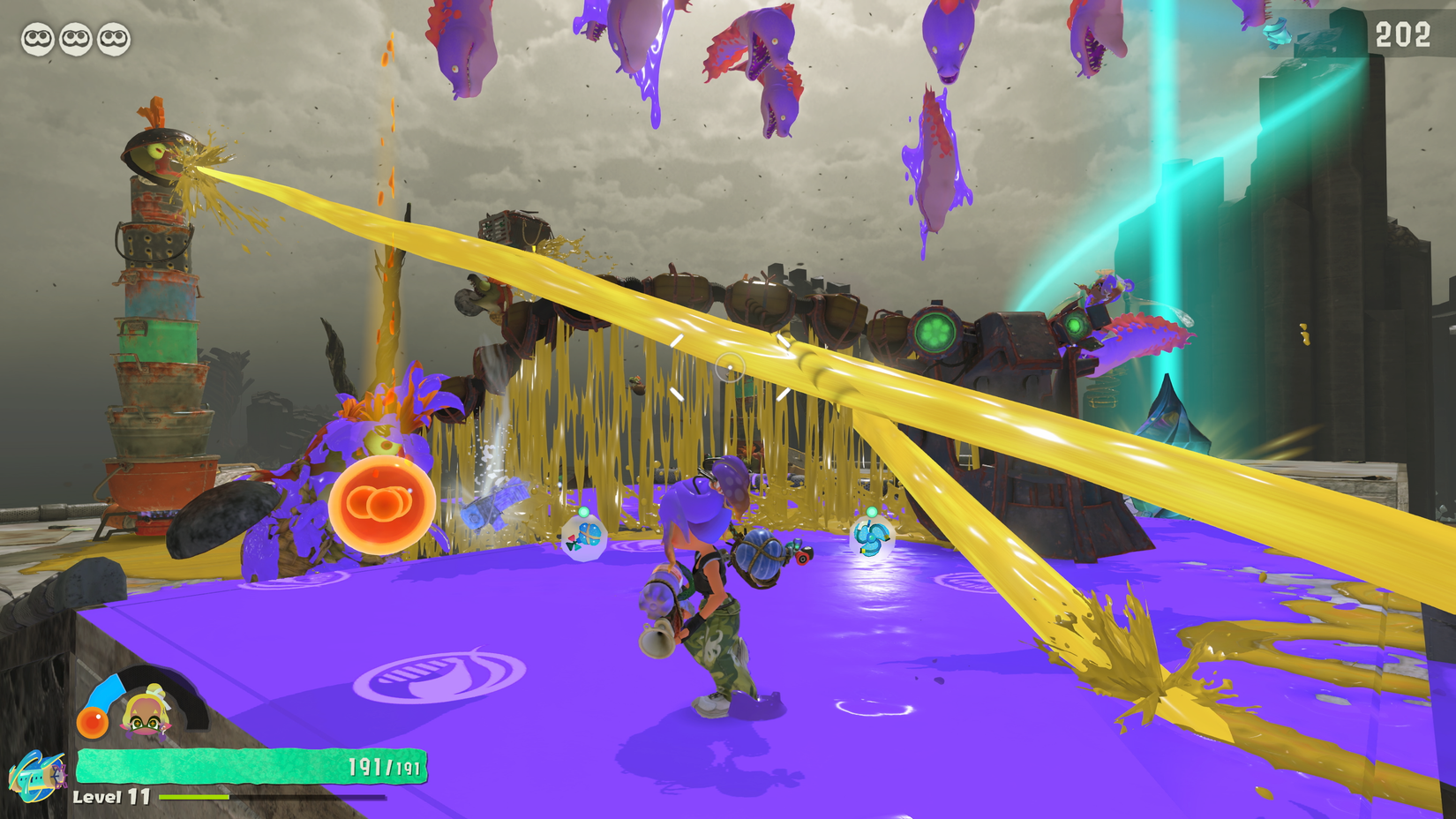 Salmonids attack an Inkling in Splatoon Raiders.