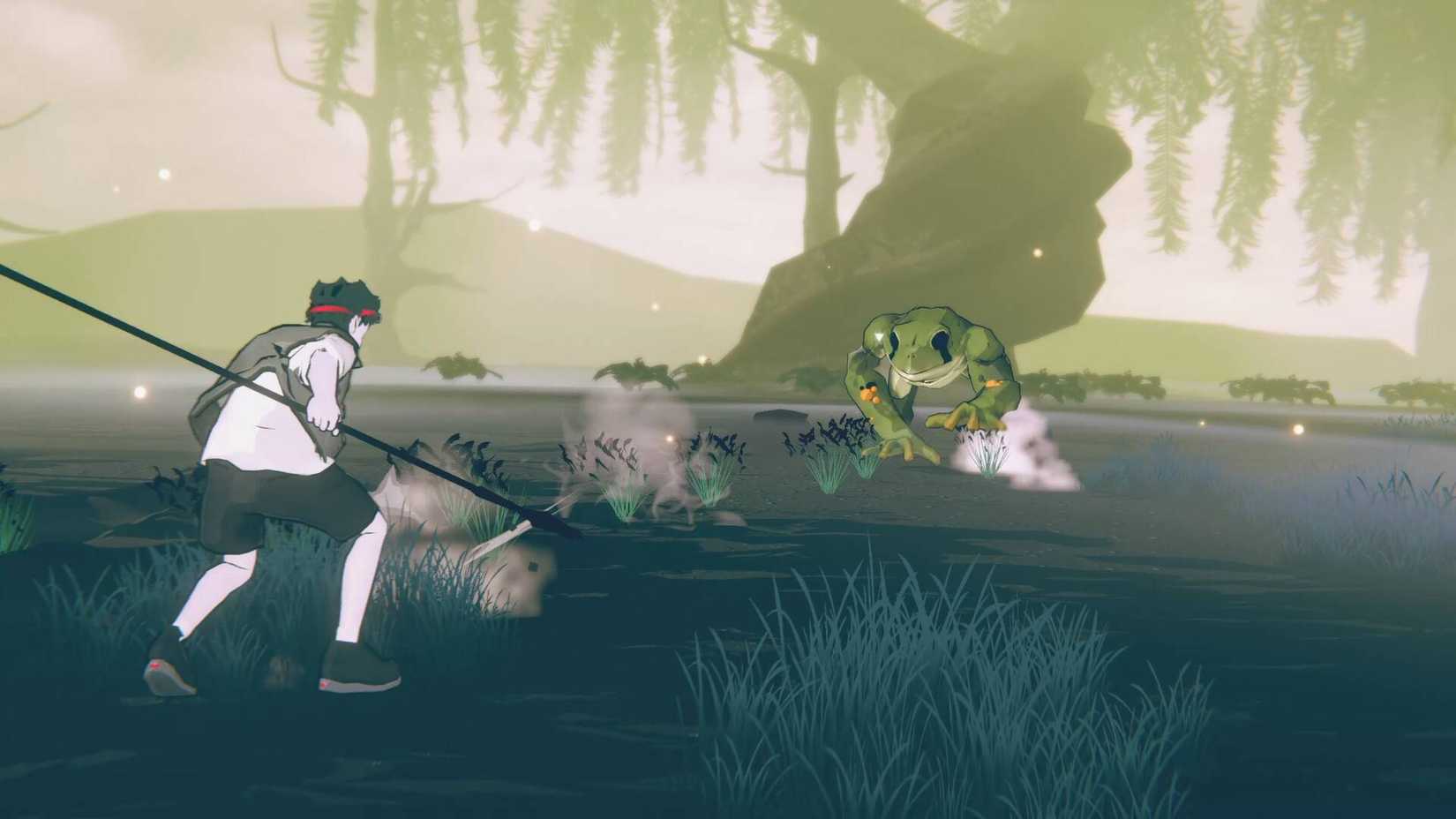 The player in Brekekekex facing off against a frog.