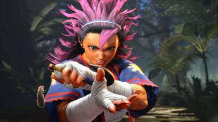 Yasmine wielding a sickle knife.