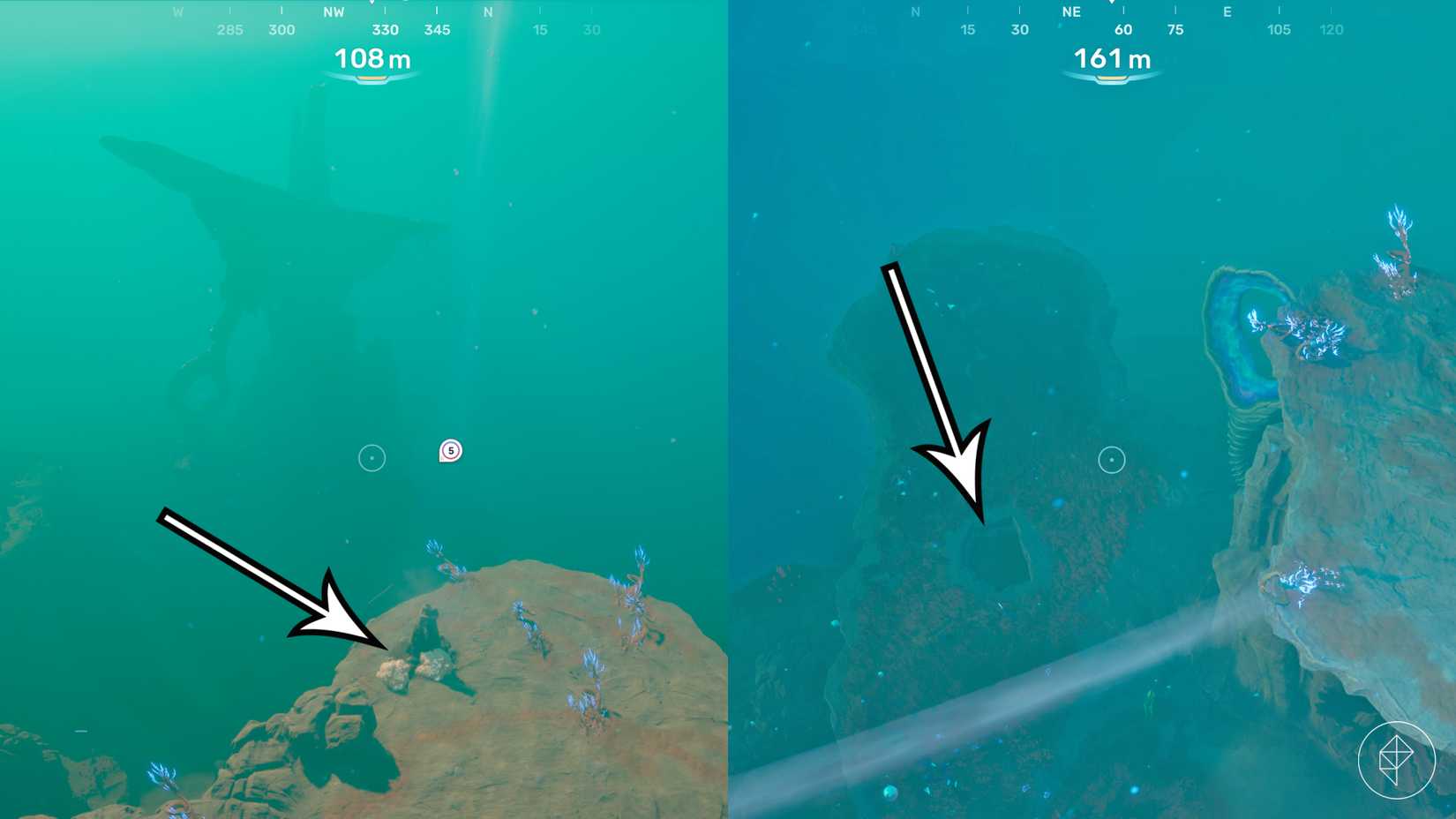 Где найти соль в Subnautica 2 10 Стрелками указаны два месторождения соли недалеко от инопланетных руин в Subnautica 2.