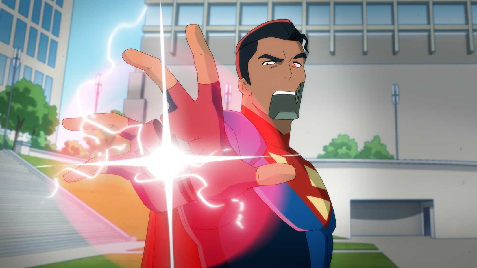 Cyborg Superman dispara um laser de sua mão em My Adventures with Superman