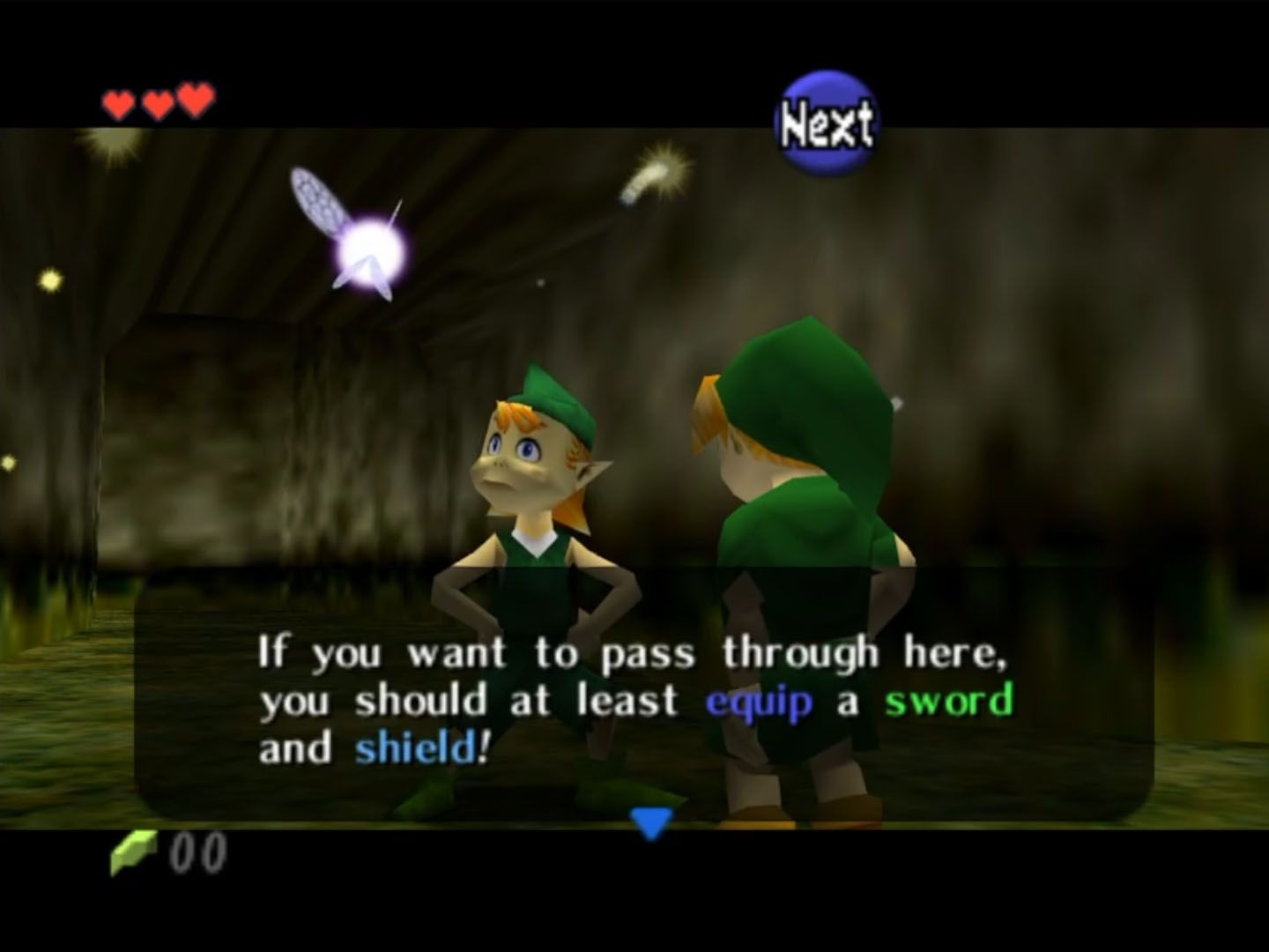 How to get the sword and shield in Kokiri Forest in Zelda: Ocarina of Time