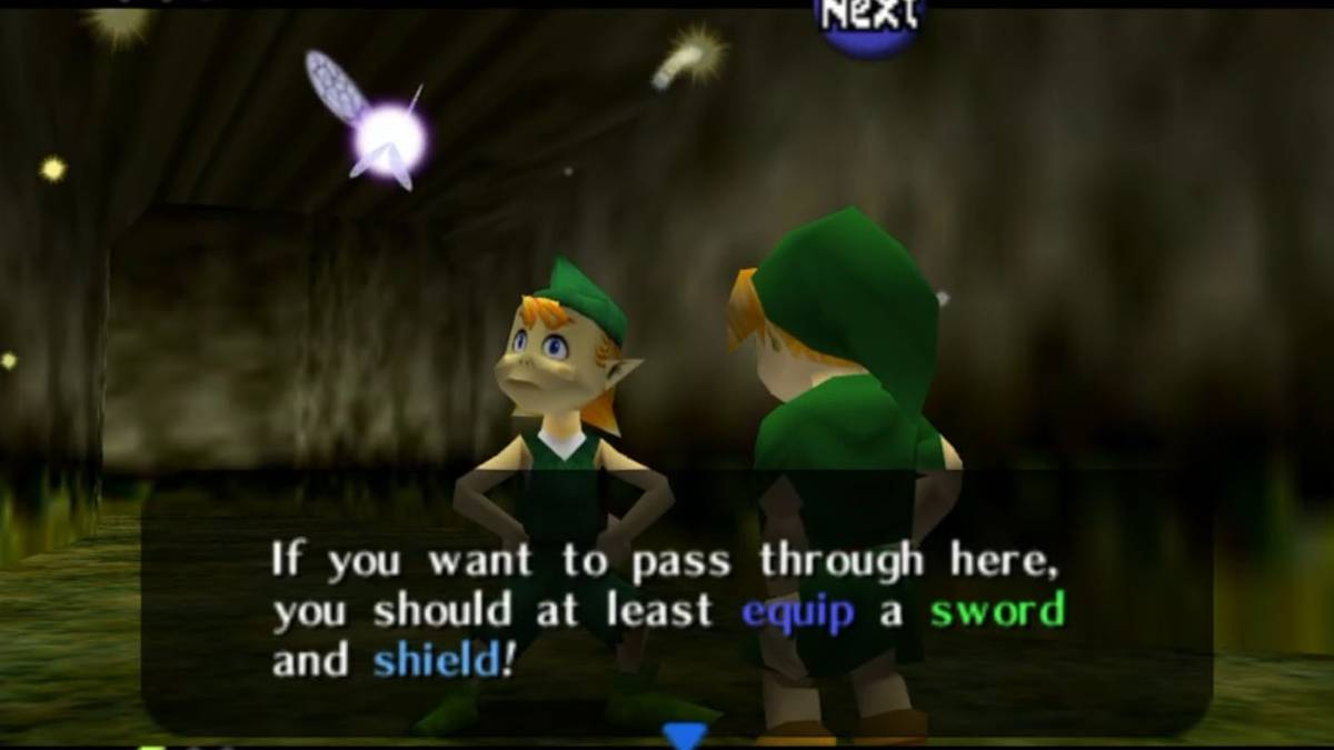 How to get the sword and shield in Kokiri Forest in Zelda: Ocarina of Time