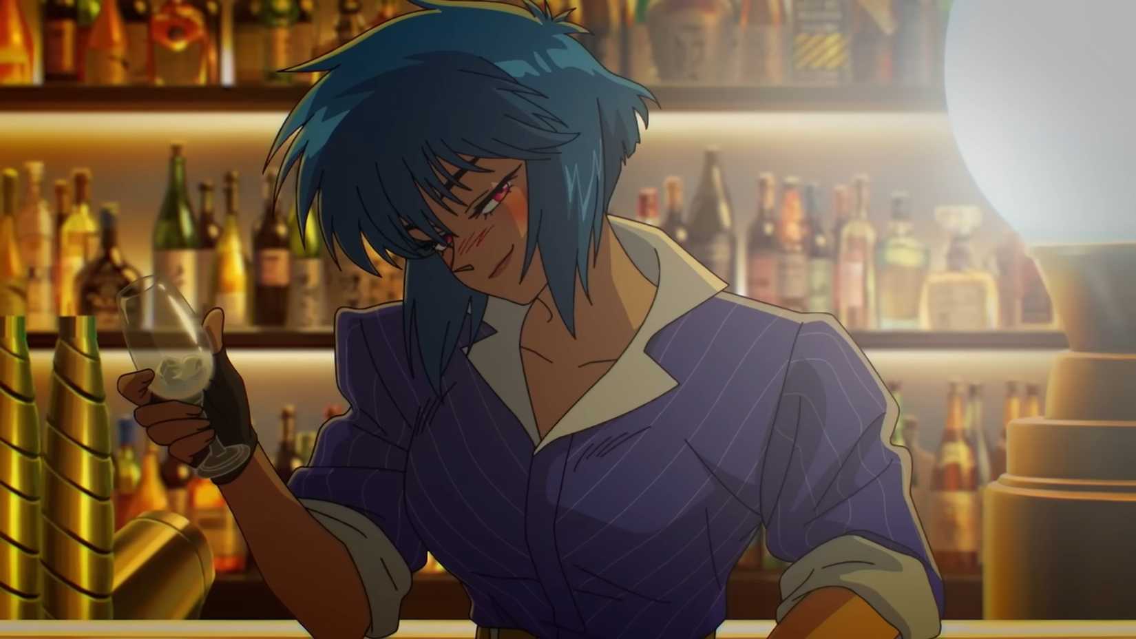 The Ghost in the Shell screenshot of Motoko at a bar
