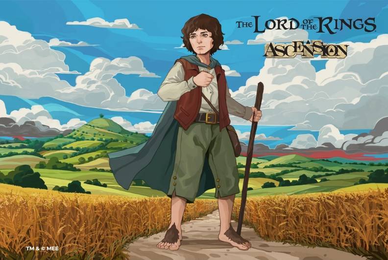 Frodo holds a walking stick in the midst of a wheat field in art from The Lord of the Rings Ascension 