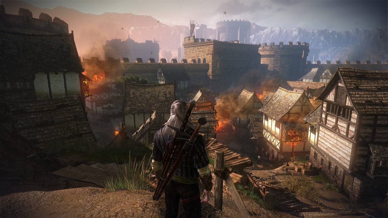 The Witcher 2 steam screenshot showing geralt looking over a town