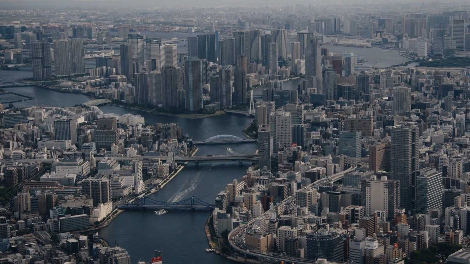 Sweeping shot of Tokyo in Tokyo Vice. 