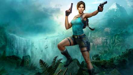 Lara Croft posing with dual pistols