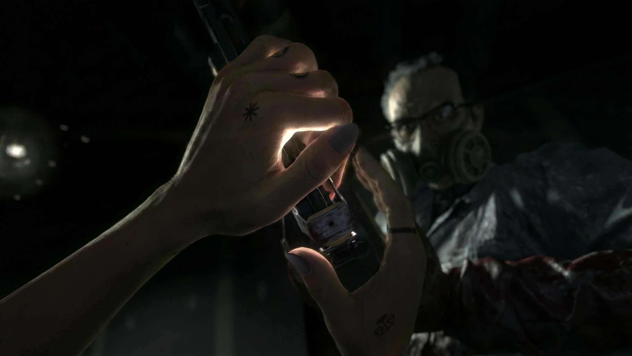 A character grabs a weapon out of an attacker's hands in Unhinged.