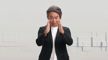Miyamoto makes the directly to you gesture