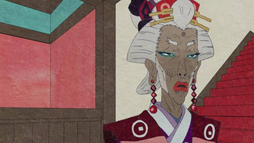 The old innkeeper looks flabbergasted in Mononoke