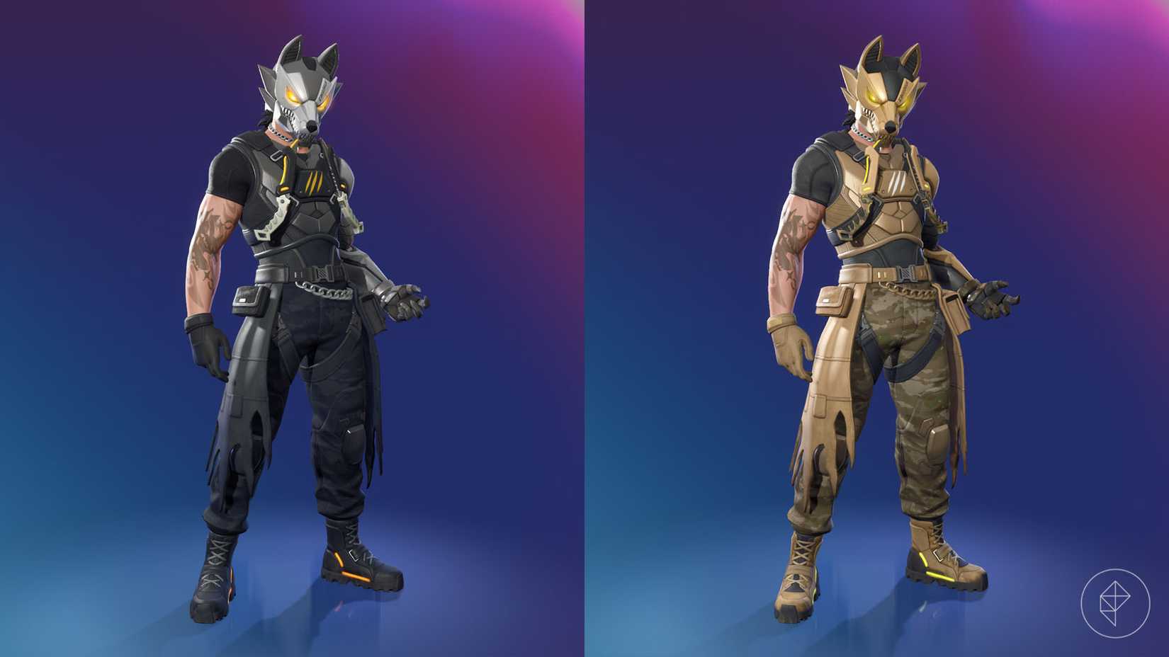Wolfe, a Fortnite skin of a man wearing a metal wolf helmet.