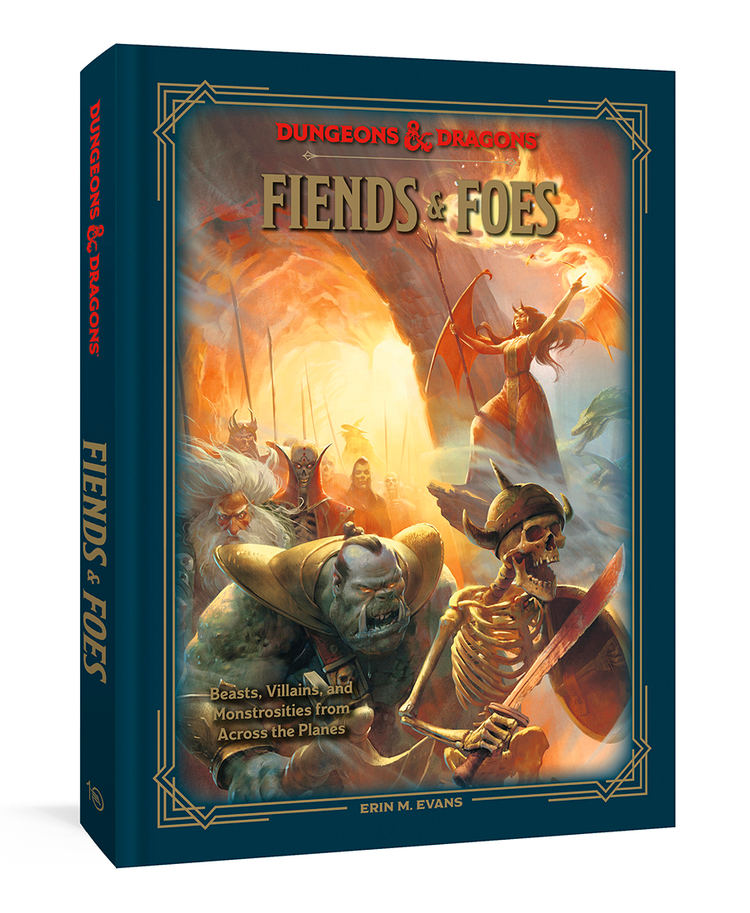 An orc, a skeleton, a demon and other villains gather on the cover of Dungeons & Dragons Fiends & Foes