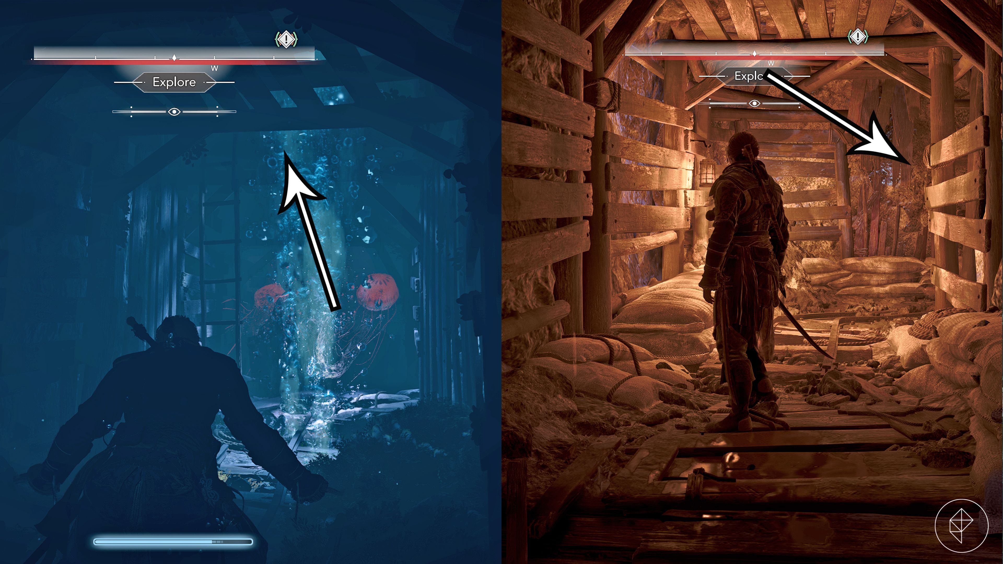 Edward navigating the cave system.