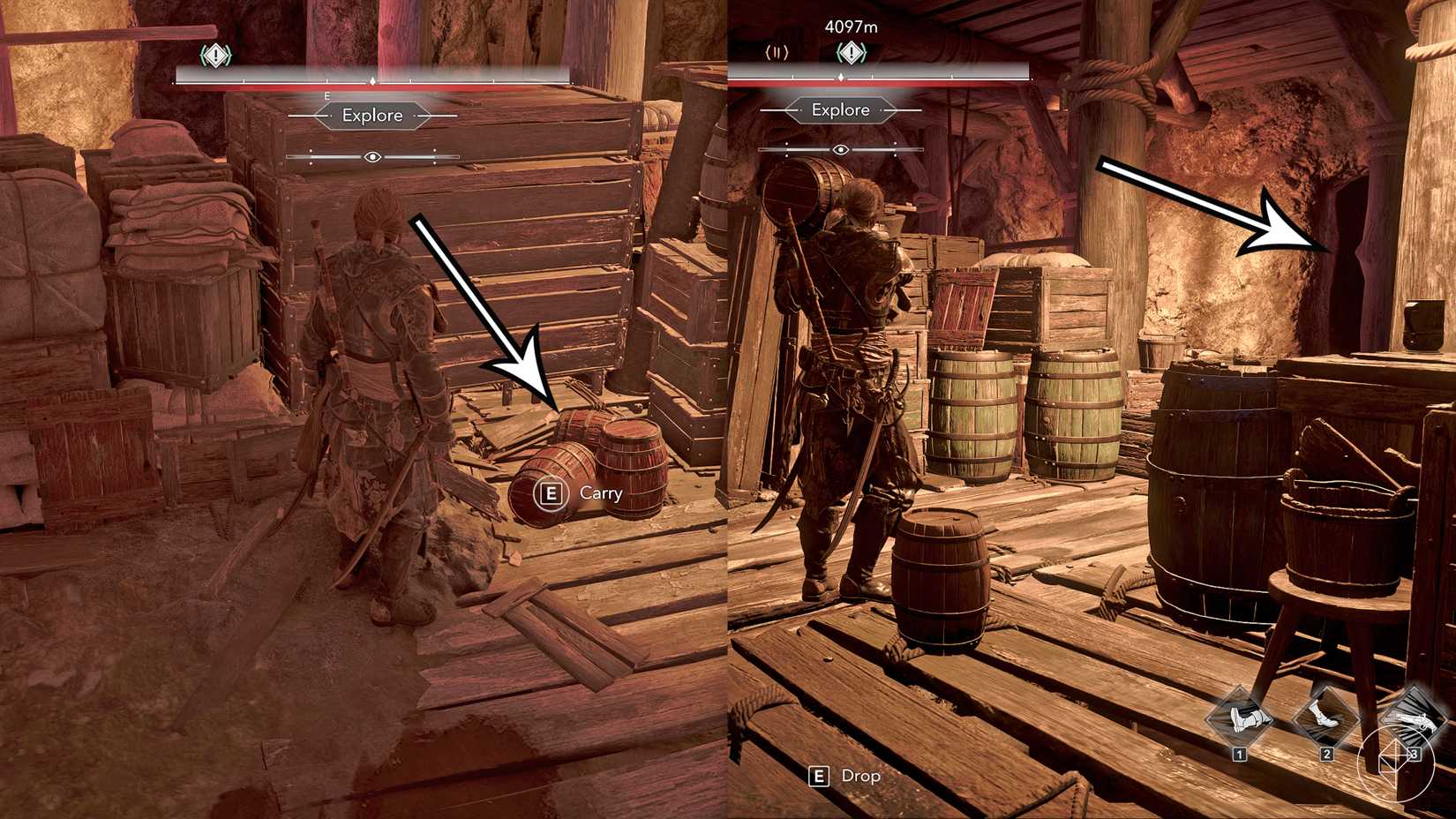 Edward removes the stones in the blocked doorway during the "Blackbeard's Treasure" quest