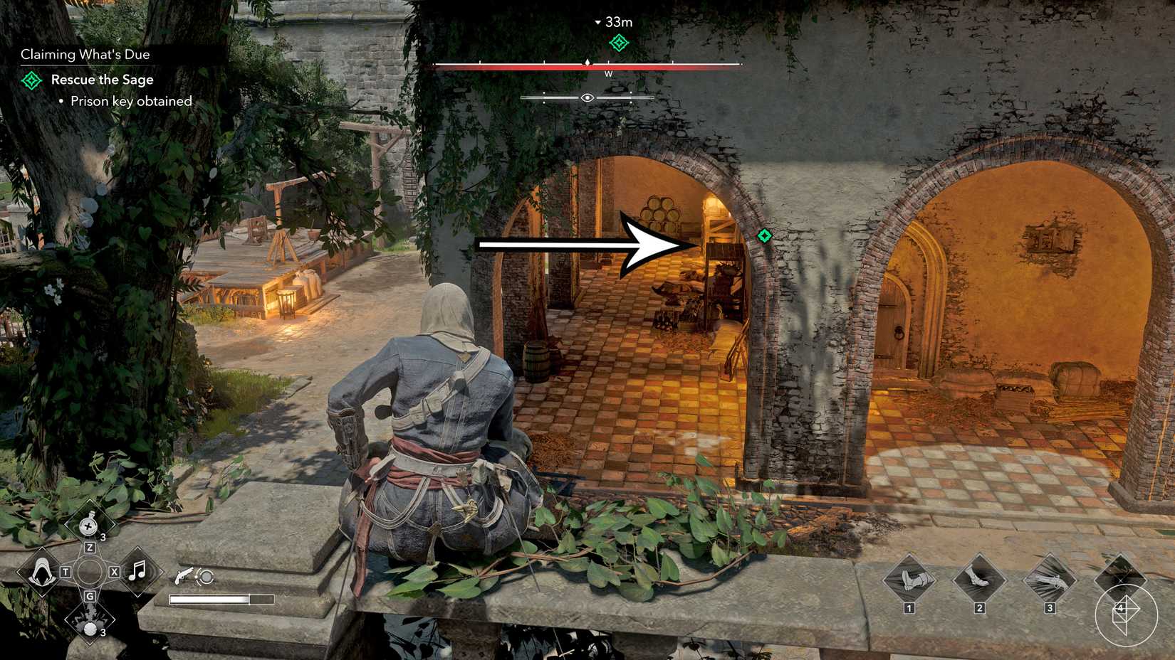 The location of The prison entrance in the "Claiming what's Due" quest in Assassin's Creed Black Flag Resynced.