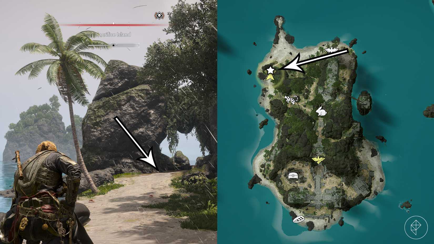 The preserved map's treasure location in Assassin's Creed Black Flag Resynced.