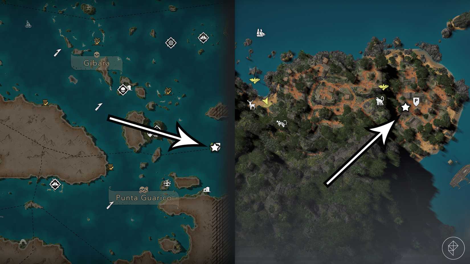 The location of the Principe shanty in Assassin's Creed Black Flag Resynced.
