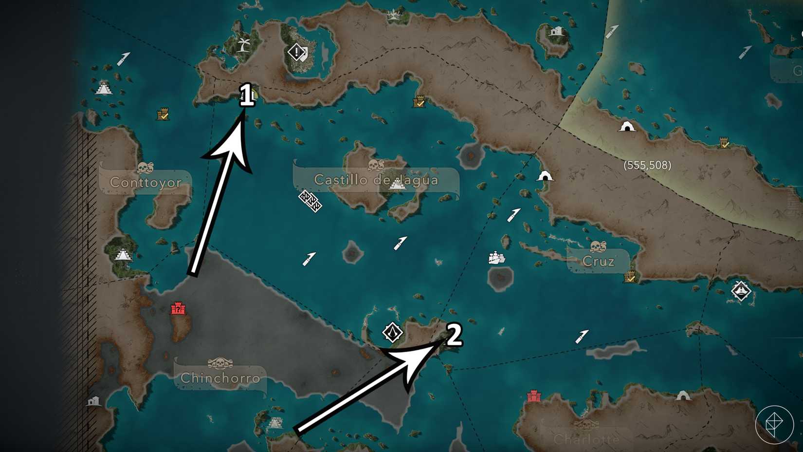 All Ayarros and Great Cayman shanty locations in Assassin's Creed Black Flag Resynced.