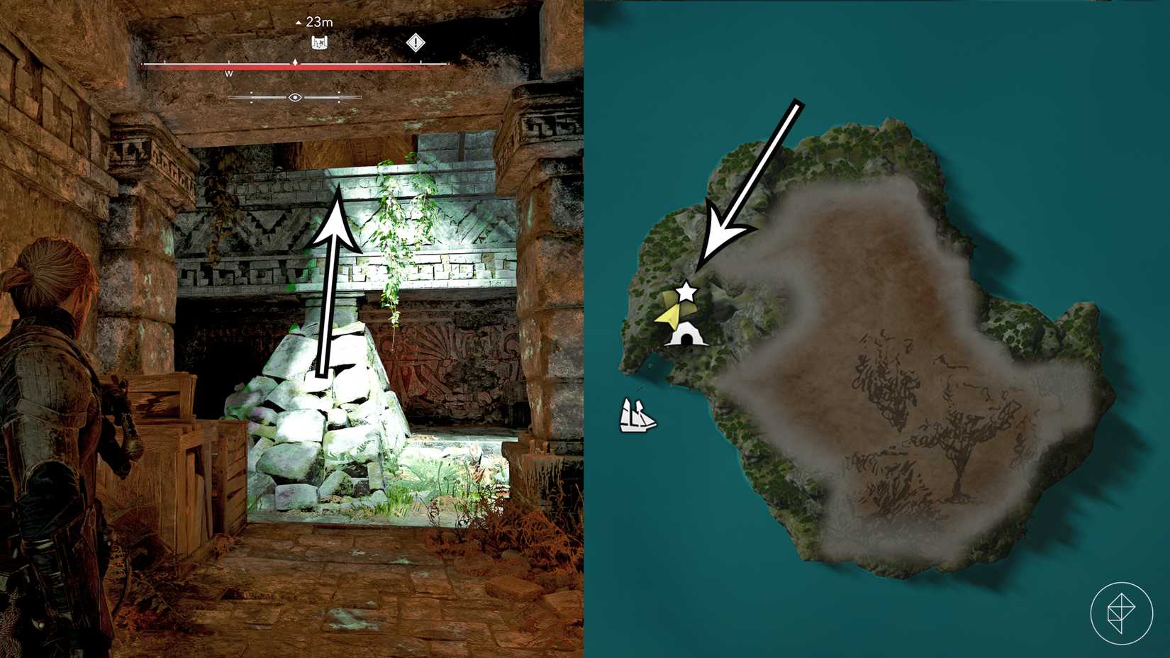 The location of the Ambergris treasure map in Assassin's Creed Black Flag Resynced.
